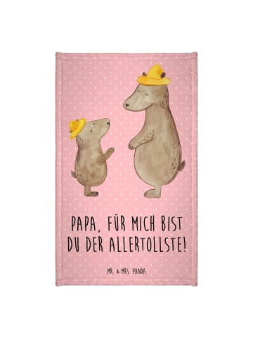 Mr. & Mrs. Panda Gästehandtuch Bären mit Hut mit Spruch in Rot Pastell