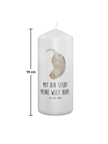 Mr. & Mrs. Panda Kerze Otter Kopfüber mit Spruch in Weiß