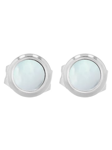 Adeliás Damen Ohrringe – Ohrstecker aus Edelstahl mit Perlmutt in silber