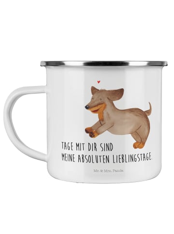 Mr. & Mrs. Panda Pott Hund Dackel mit Spruch in Weiß