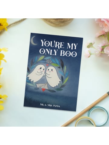 Mr. & Mrs. Panda Postkarte Gespenster  Liebe  Design mit Spruch in Weiß