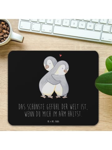 Mr. & Mrs. Panda Mouse Pad Pinguine Kuscheln mit Spruch in Schwarz