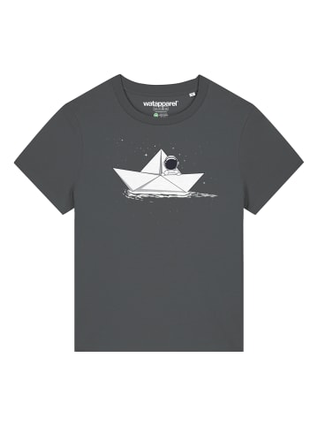wat? Apparel T-Shirt Astronaut in paper boat in Grau