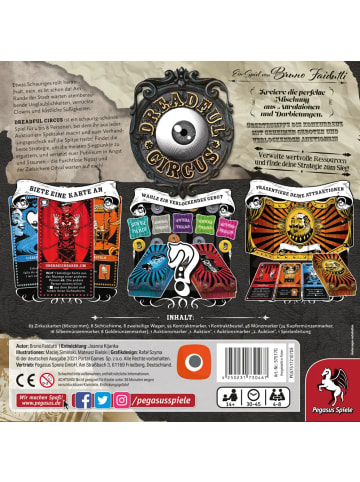 Pegasus Spiele Dreadful Circus | Spieleranzahl: 4-8, Spieldauer (Min.): 30-45, Strategiespiel