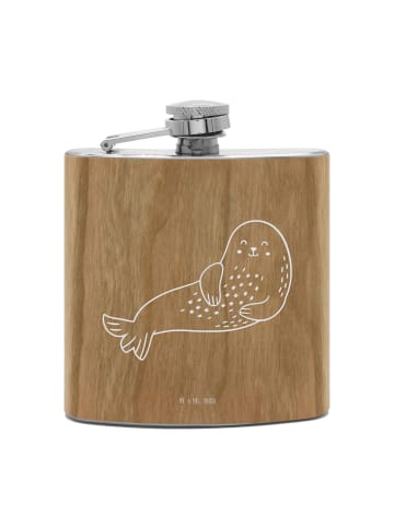 Mr. & Mrs. Panda Flachmann Robbe Lachen ohne Spruch in Braun