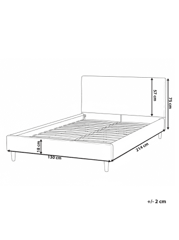 Beliani Bettrahmenbezug FITOU in Grau - (W) 130 x (H) 75 x (L) 214 cm