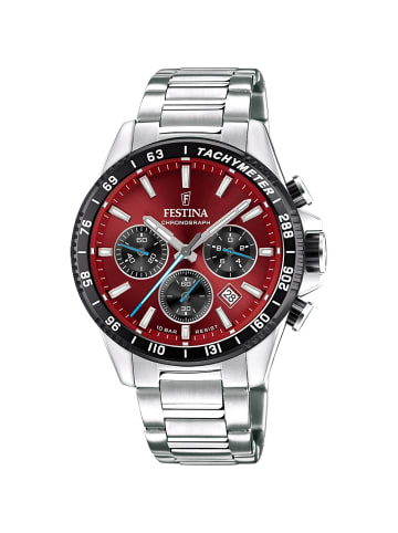 Festina Herrenuhr Chronograph Stahl/Rot