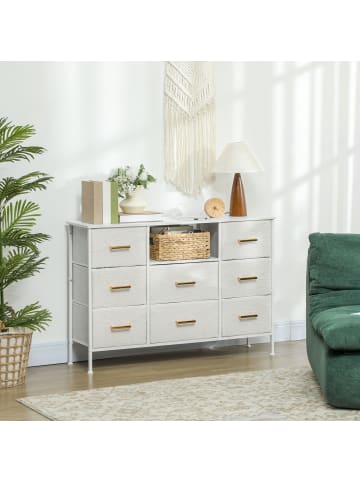 HOMCOM Kommode-110L x 30B x 76H cm-Cremeweiß