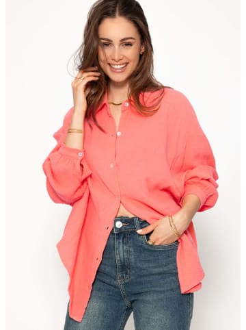 SASSYCLASSY Oversize Musselin Bluse in Koralle