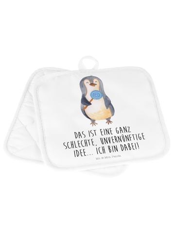 Mr. & Mrs. Panda Topflappen Pinguin Lolli mit Spruch in Weiß