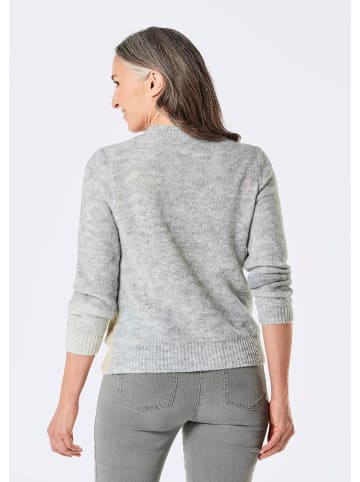 GOLDNER Strickpullover Eleganter Intarsienpullover mit Glanz in grau / gemustert