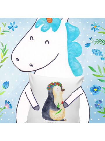 Mr. & Mrs. Panda kissen für sofa Pinguin Blumen ohne Spruch in Weiß