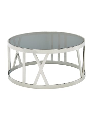 KADIMA DESIGN Couchtisch Glas Metall 60x60x30 cm Sofatisch Silber, Design