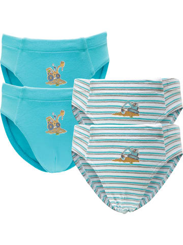 Erwin Müller Single-Jersey Jungen-Slip 4er-Pack in türkis/gestreift