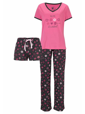 VIVANCE DREAMS Pyjama in pink-schwarz-gemustert