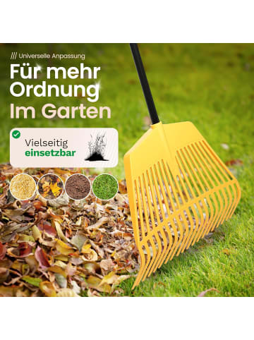 Novatool Novatool Laubbesenkopf, 2 in 1 Kombigerät, Laubbesen und Laubgabel mit in Gelb
