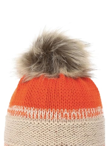 Faera Warme Strickmütze mit Bommel Thermo-Beanie in Orange