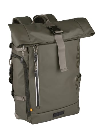 Camel Active EXPLORE Rolltop Rucksack aus recyceltem Nylon in Khaki