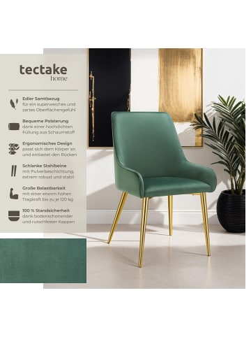 tectake Polsterstuhl in Samtoptik, gepolstert, 52 x 61 x 89 cm