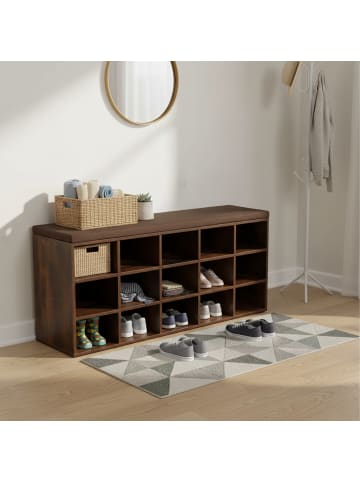relaxdays Schuhbank in Dunkelbraun - (B)105 x (H)48 x (T)30 cm