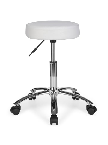 KADIMA DESIGN Hocker Design Arbeitshocker Stoffbezug Sitzhocker mit Rollen in Weiß