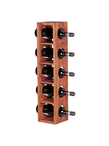 FineBuy Weinregal in Braun / Sheesham / 15x15x70