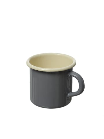 MARELIDA 2er Set Krüger Becher Blechbecher 0,35L emailliert D: 8cm grau creme