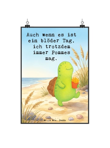 Mr. & Mrs. Panda Poster Schildkröte Pommes Design mit Spruch in Weiß