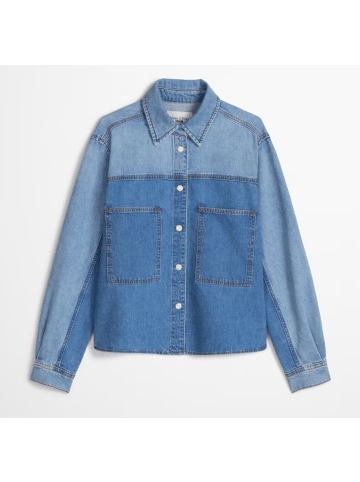 Marc O'Polo DENIM Jeansbluse in Patchwork-Optik in Medium Blue