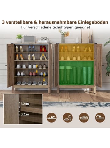 COSTWAY Schuhschrank mit Türen in Grau