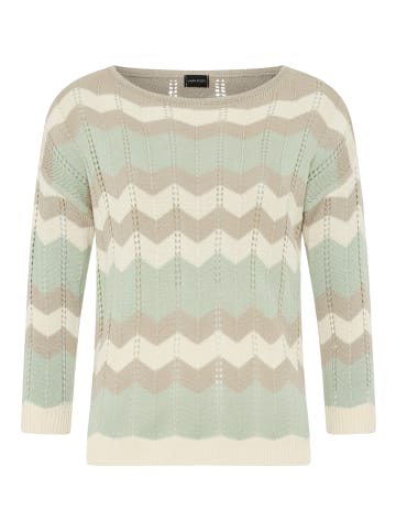 Laura Scott Strickpullover in salbei-beige-weiß