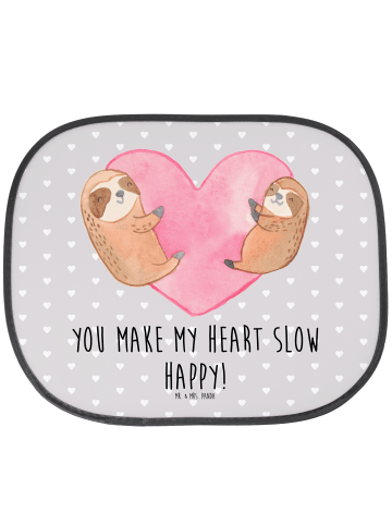 Mr. & Mrs. Panda Auto Sonnenblende Faultiere Herz mit Spruch in Grau Pastell