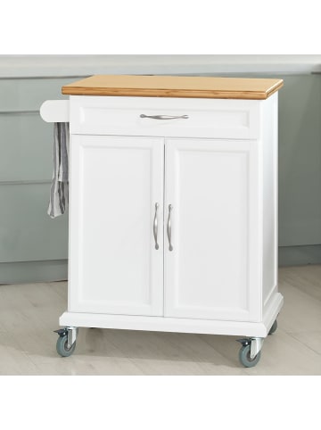 SoBuy Küchenwagen in Weiß und Natur - (B)66 x (H)91 x (T)46cm