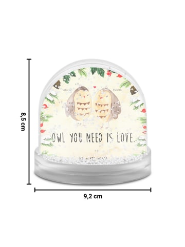 Mr. & Mrs. Panda Schneekugel Eulen Liebe mit Spruch in Naturpapier