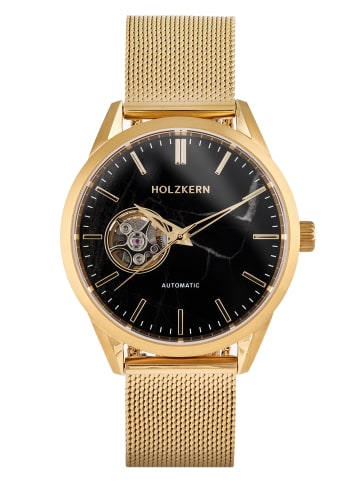 Holzkern Unisex-Armbanduhr Automatik Inverno Marmor/Goldfarben