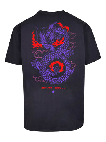 F4NT4STIC Heavy Oversize T-Shirt Drache Feuer Japan in marineblau