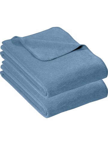 Erwin Müller Baumwolle Wohndecke 2er-Pack in jeansblau