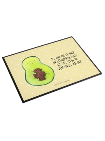 Mr. & Mrs. Panda Schreibtischunterlage Avocado Kern mit Spruch in Gelb Pastell