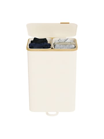SONGMICS Wäschekorb Roxanne in Creme - (B)38.5 x (H)75 x (T)52 cm