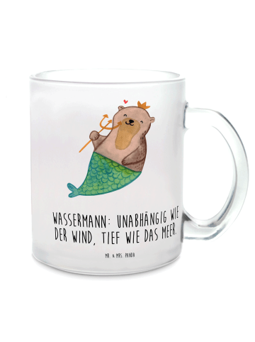 Mr. & Mrs. Panda Teetasse Wassermann Astrologie mit Spruch in Transparent