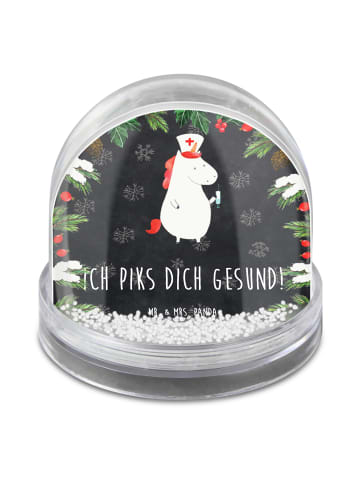 Mr. & Mrs. Panda Schneekugel Einhorn Krankenschwester mit Spruch in Kreidetafel