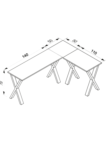 VCM  X Schreibtisch Eckschreibtisch L Form 190x160x50 in Schwarz / Weiß