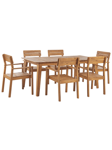 Beliani 7-tlg Gartentisch Set FORNELLI in Braun