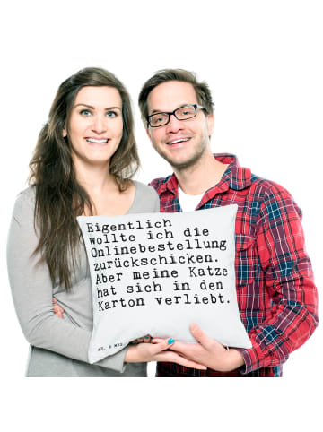 Mr. & Mrs. Panda 40x40 Kissen Eigentlich wollte ich die... mit S... in Weiß