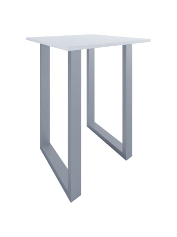 ebuy24 Bartisch Xona silberfarben Weiß 80 x 80 cm