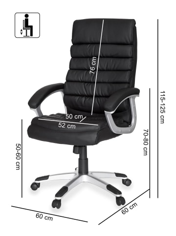 KADIMA DESIGN Schreibtischstuhl, Kunstleder, ergonomisch, hohe Rückenlehne, bis 120 kg in Schwarz