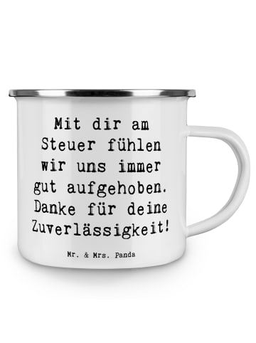 Mr. & Mrs. Panda Emaille Tasse Spruch Busfahrer Sicherheit mit S... in Weiß