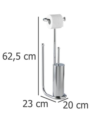 Wenko Stand WC-Garnitur Universalo in Silbern, (B) 20 x (H) 62,5 x (L) 23 cm