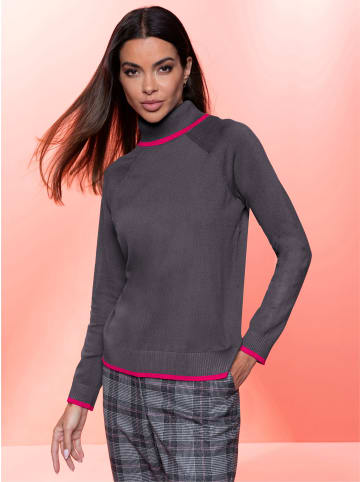 Heine Feinstrickpullover in anthrazit-pink
