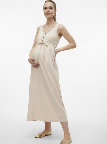 mama licious Langes Maxi Umstandskleid mit U-Ausschnitt in Creme